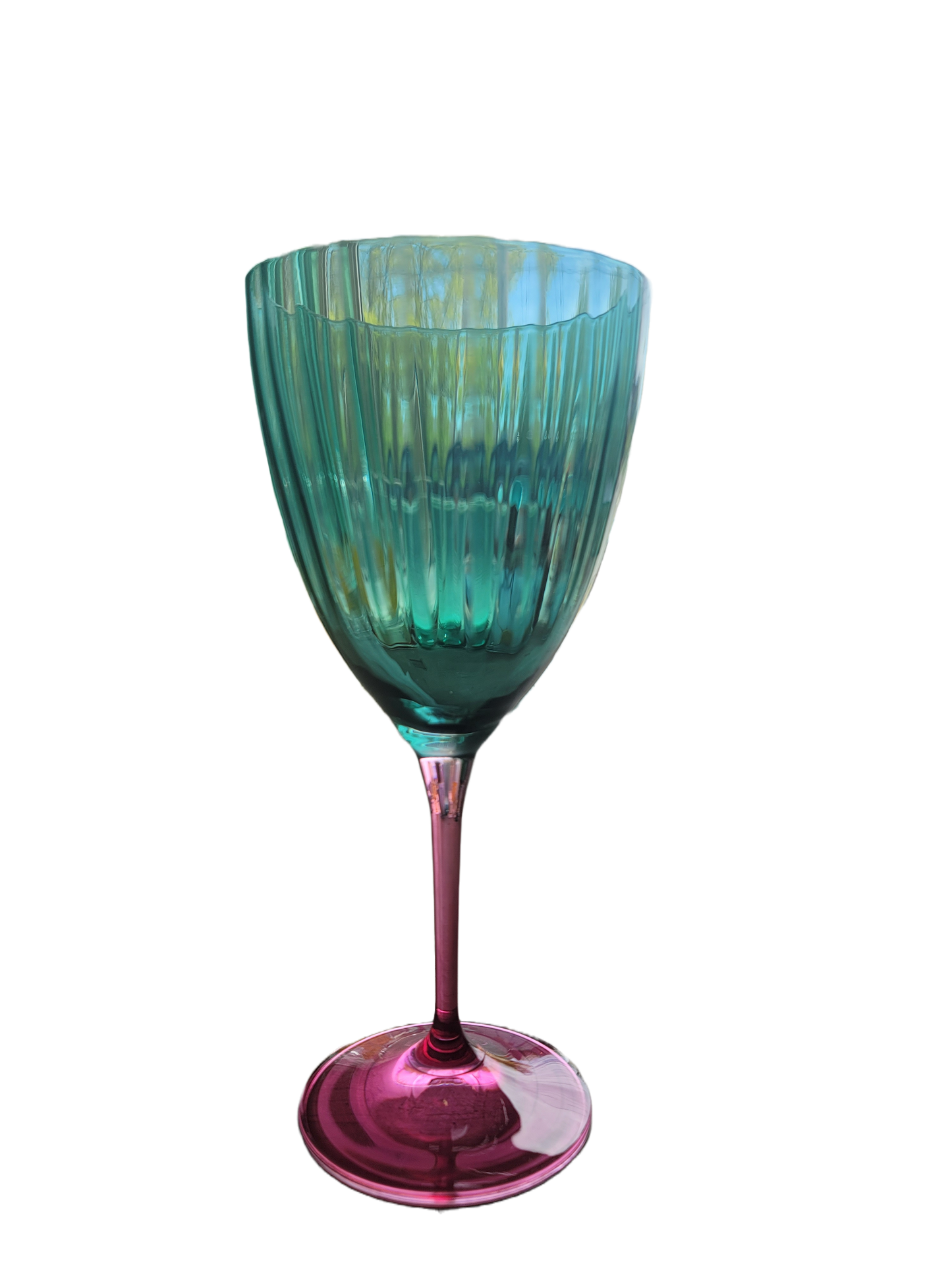 Wine Glass with Pink Base and Green Bowl