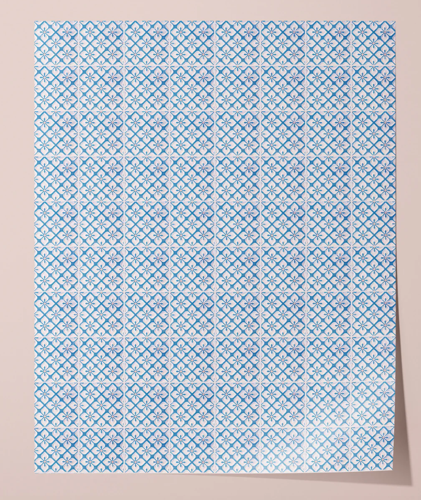Blue Tile Vinyl Surface