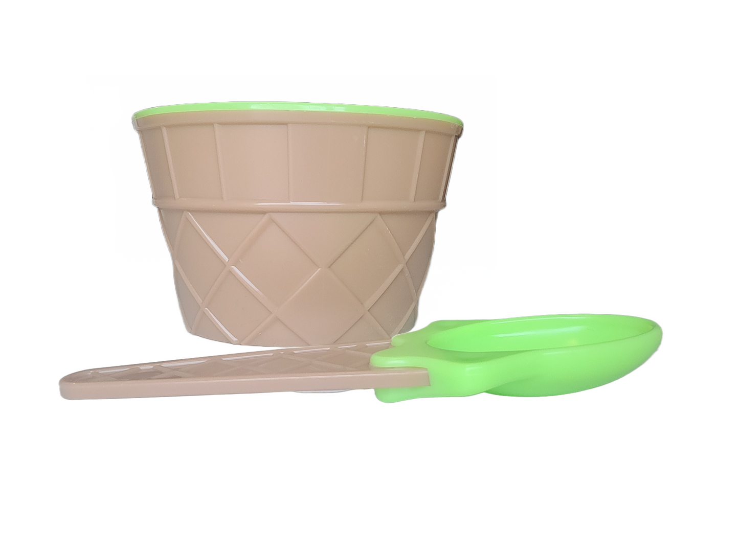 Green Plastic Ice Cream owl and Spoon