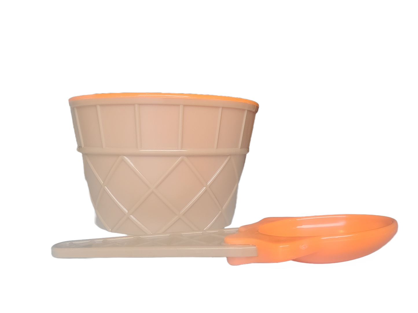 Orange ice cream bowl and spoon