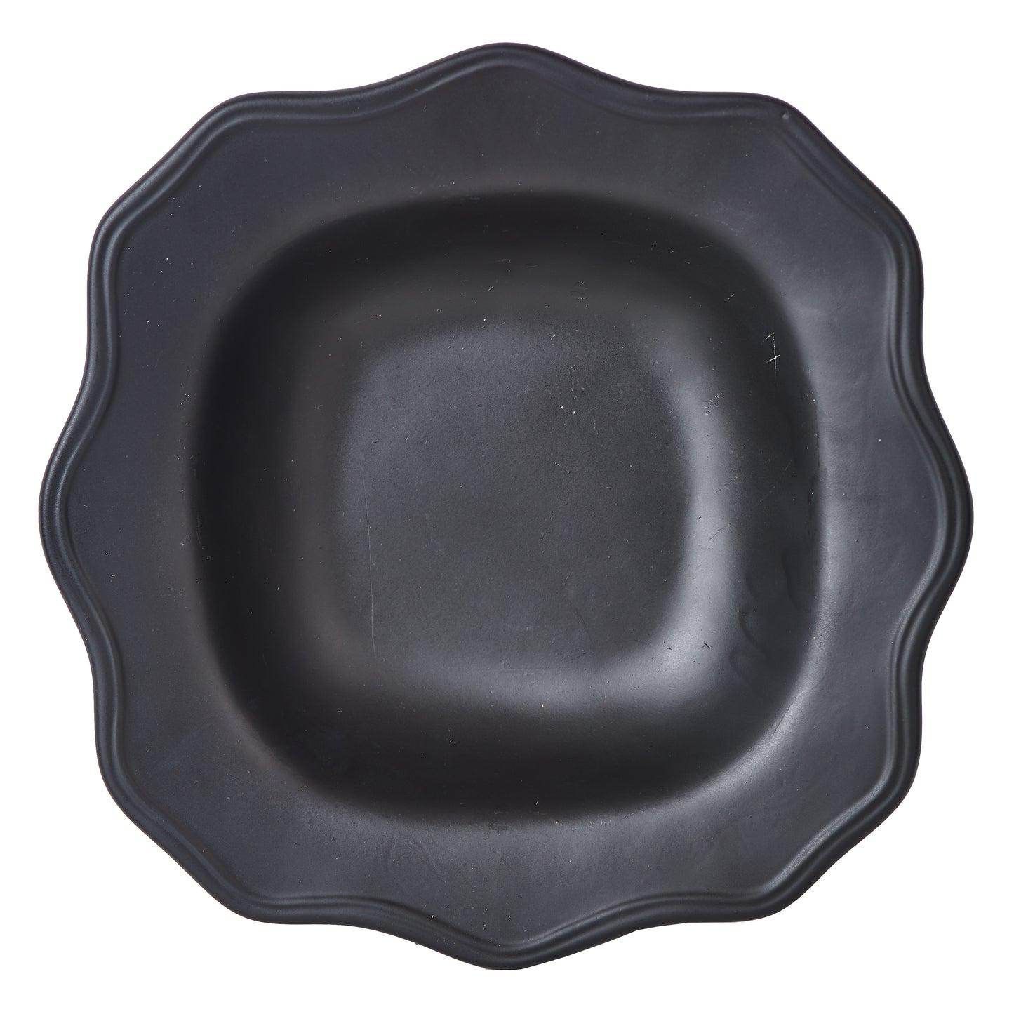 Md Black Bowl With Wavy Rim