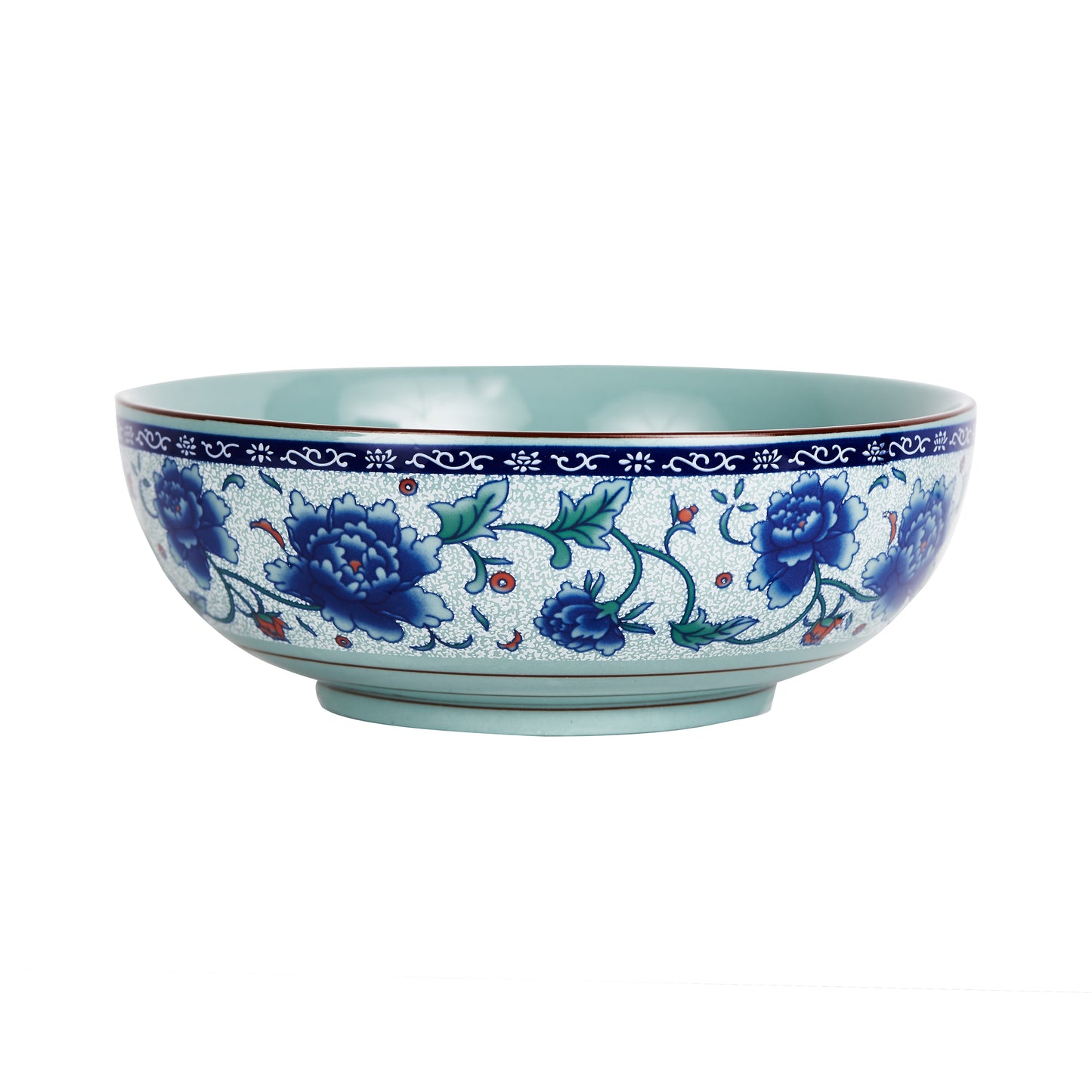 Md Patterned Blue Bowl With Pale Blue Interior