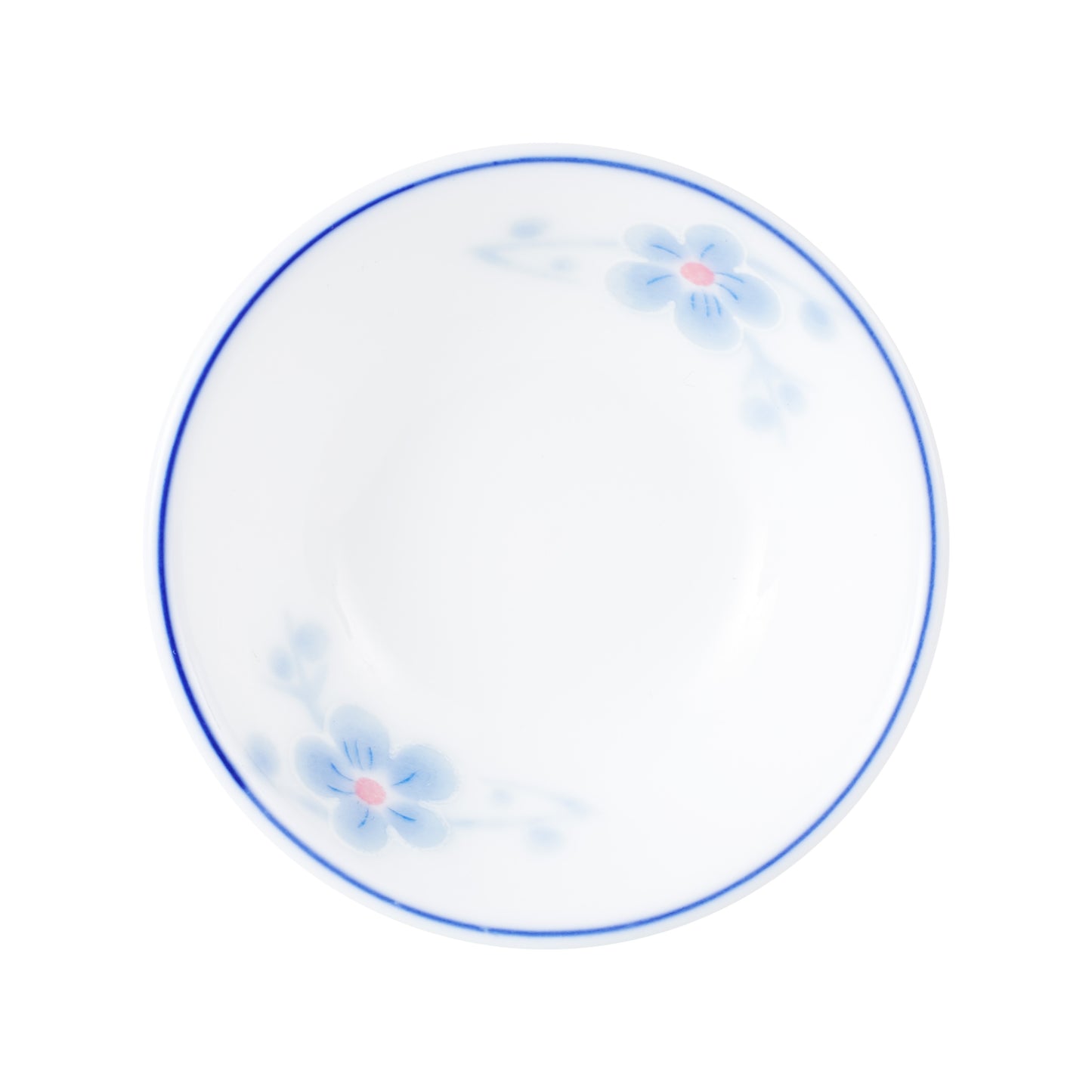 Sm Asian Inspired Shallow White Dish With Blue Accents