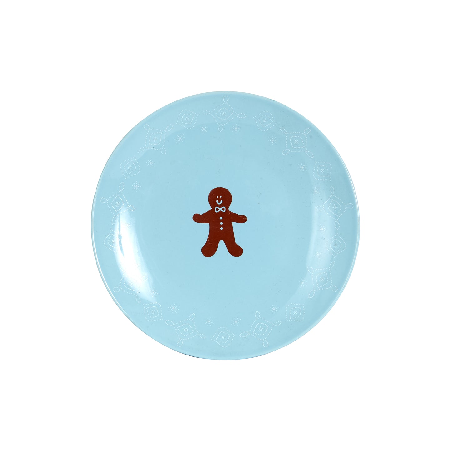 Md Light Blue Plate With Different Brown Christmas Designs