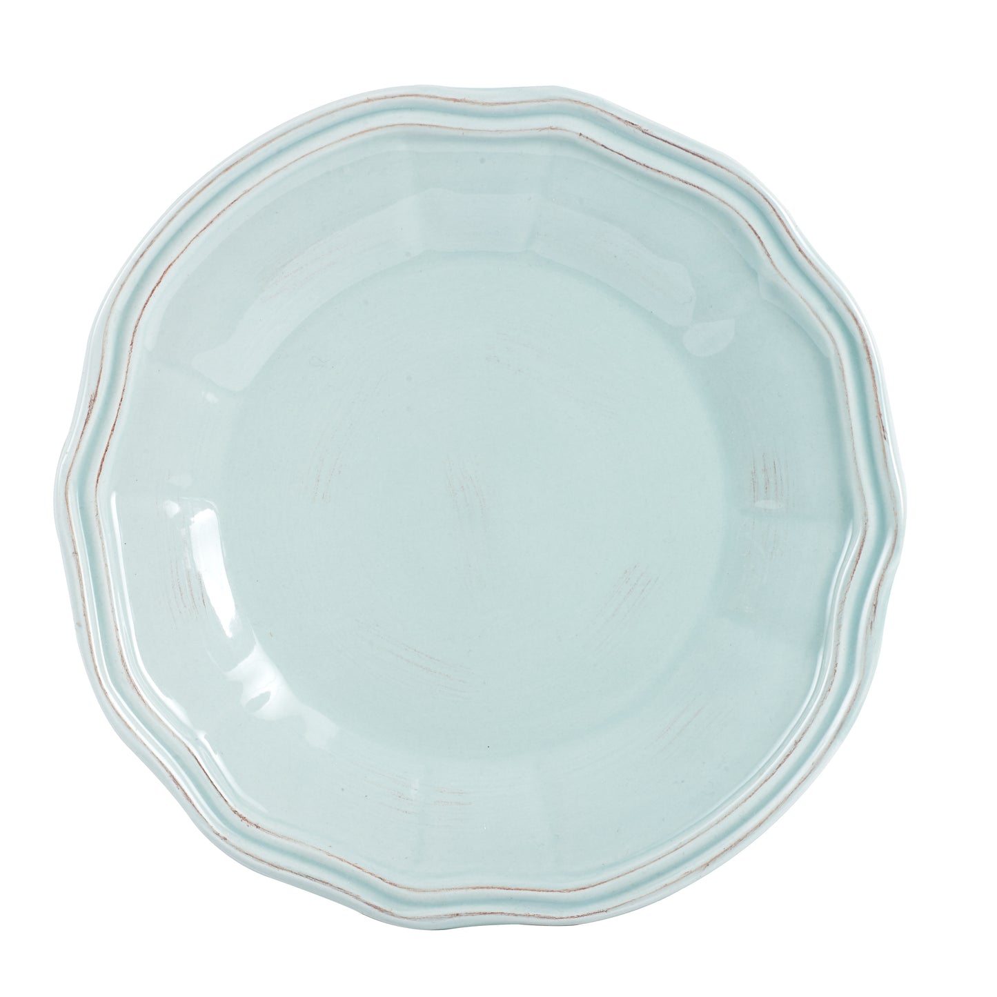 Lg Light Blue Plate With Flower Design