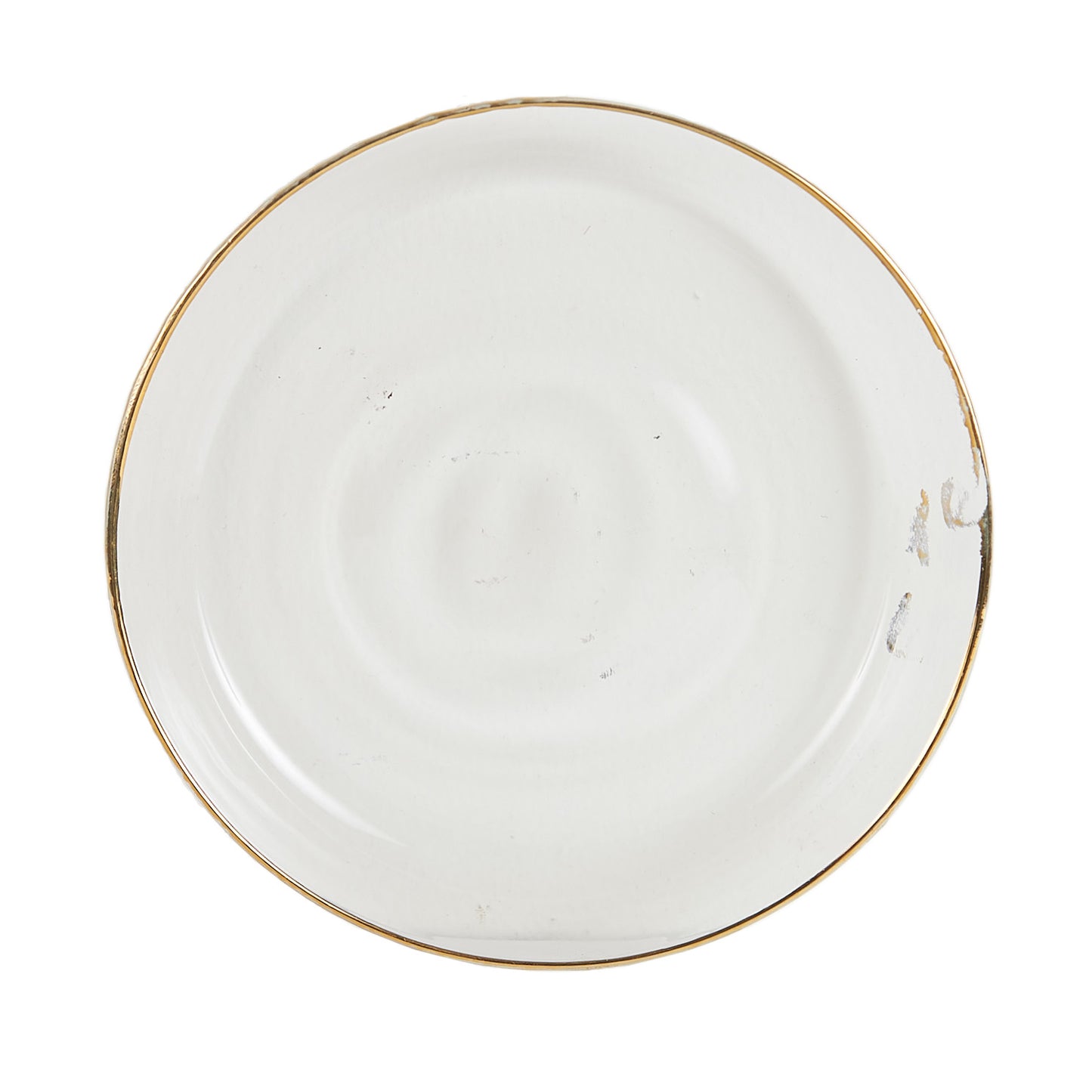 Sm Glass Shallow Bowl With Gold Rim