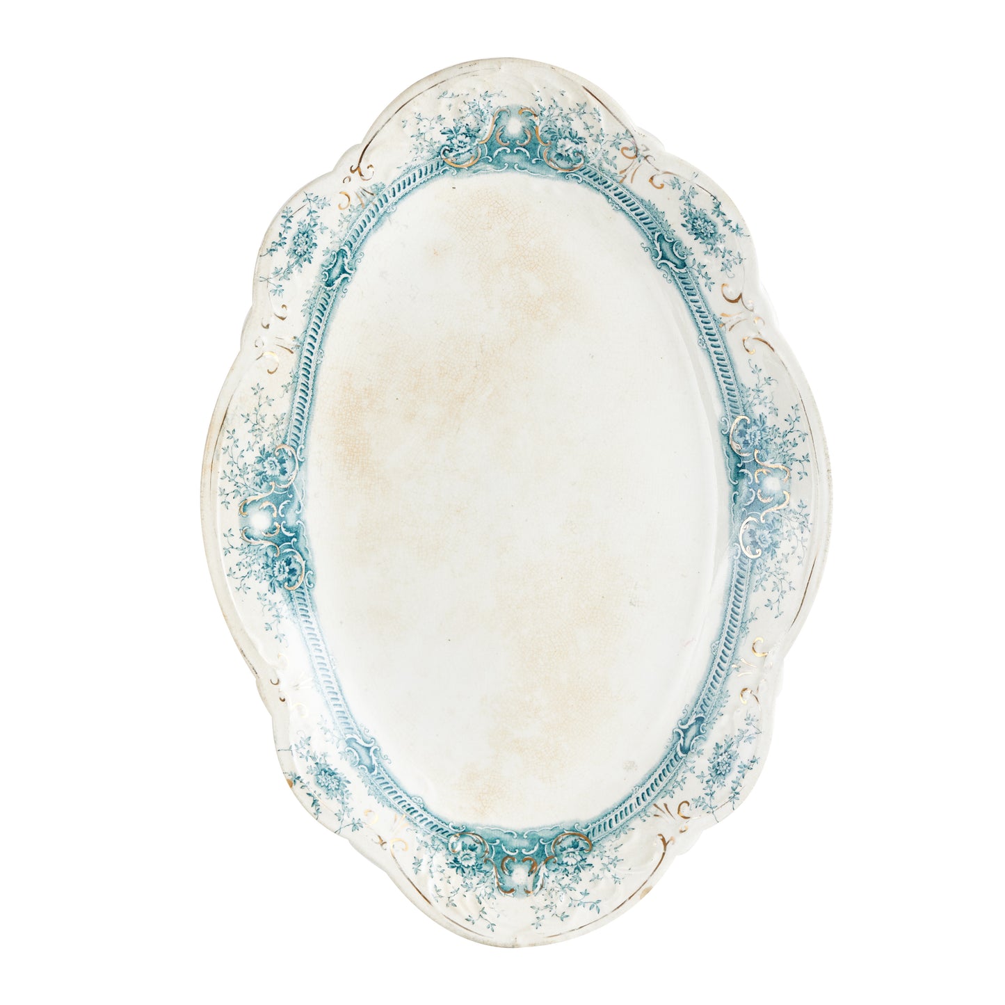 White And Green Platter With Wavy Edge