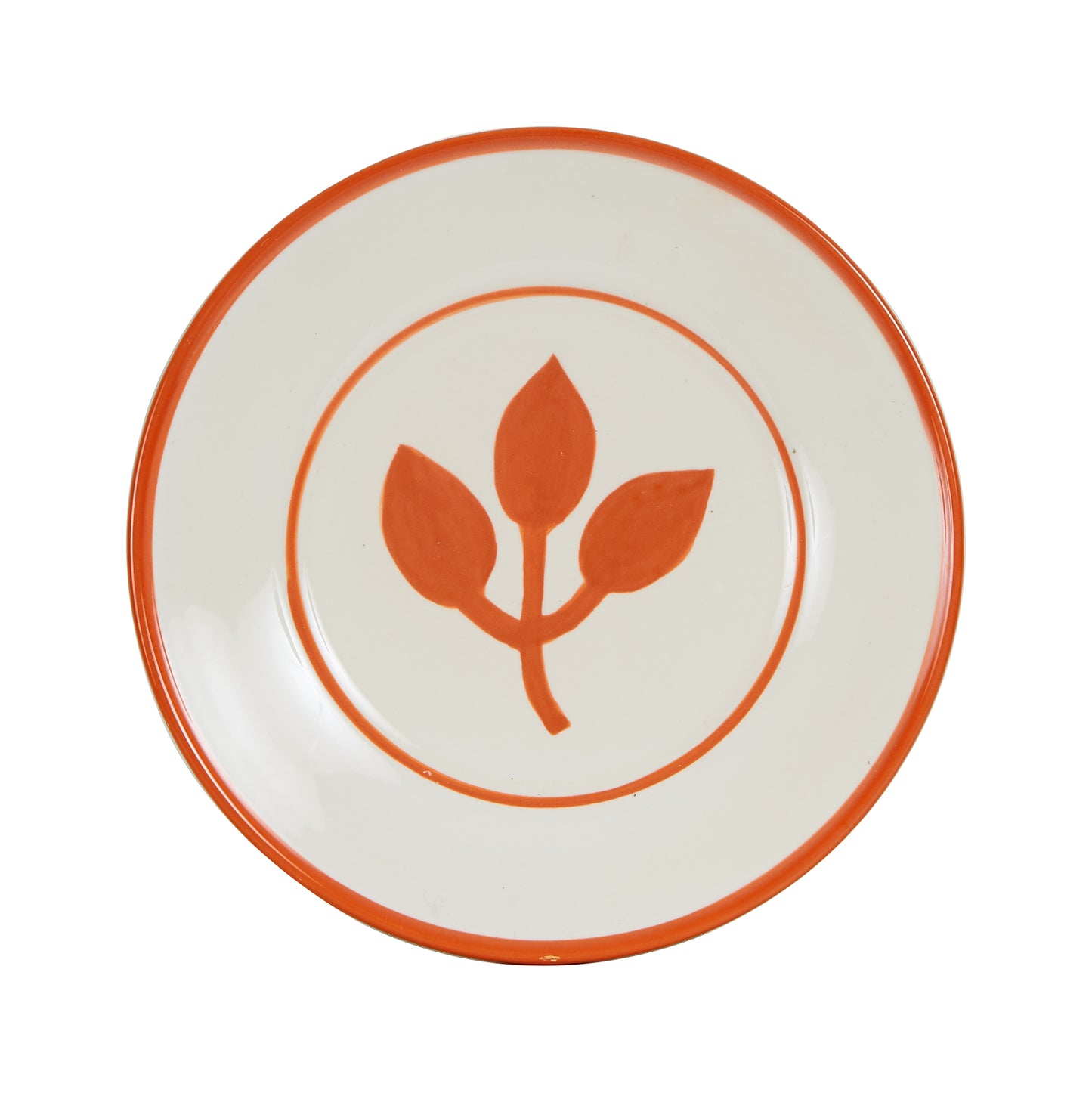 Md Orange Plate With Leaf Design