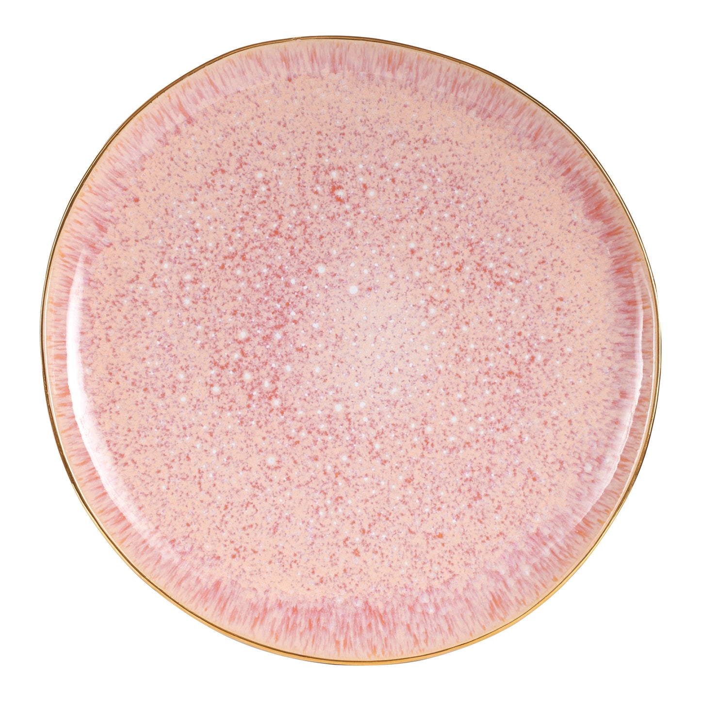Lg Multi-Tone Pink Plate With Gold Rim