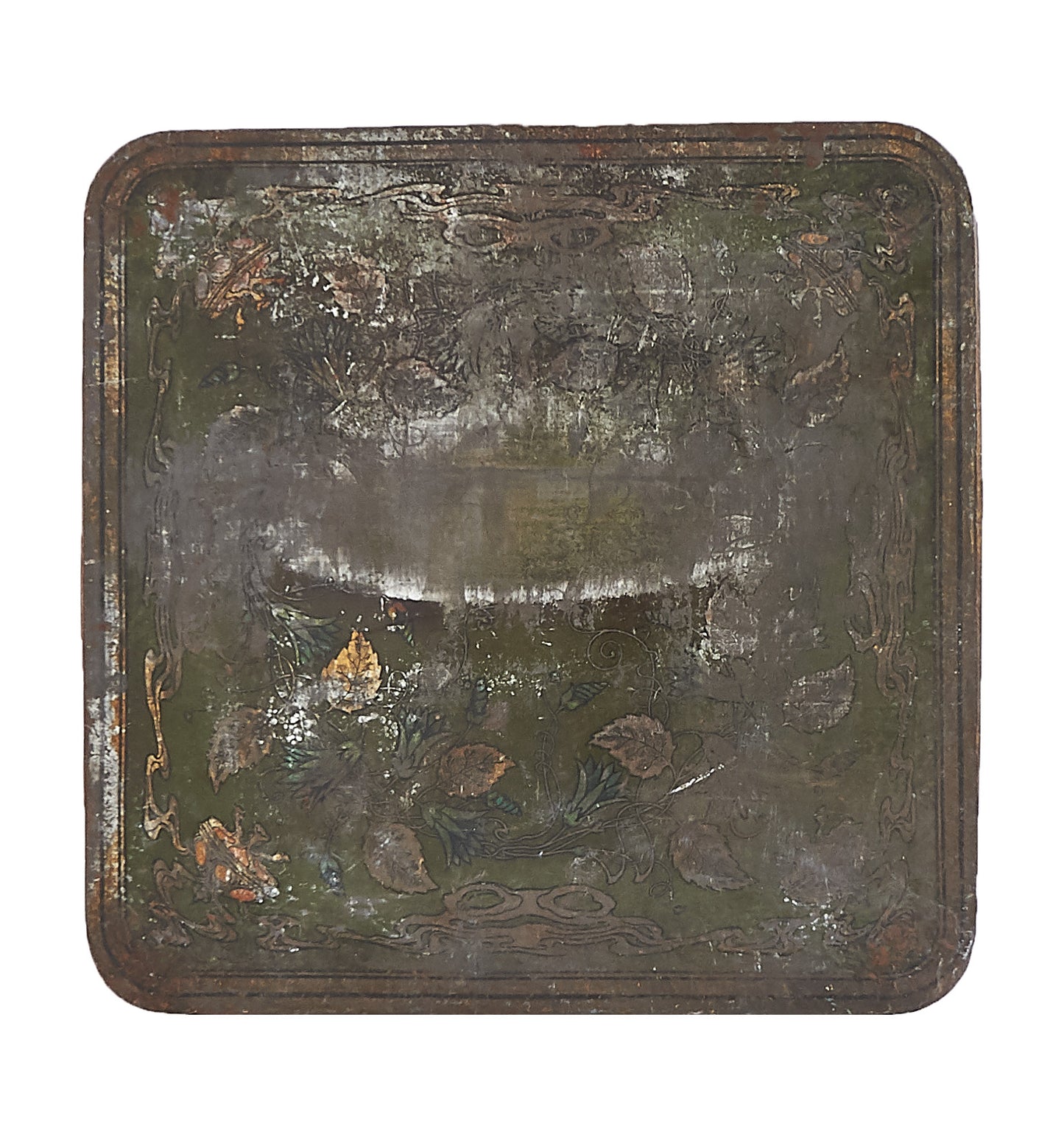 Sm Vintage Double-Sided Wood And Metal (Wood With Black Print/Dark Green Floral)