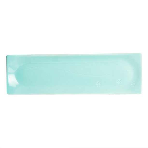 Teal Rectangle Platter With Small Flowers