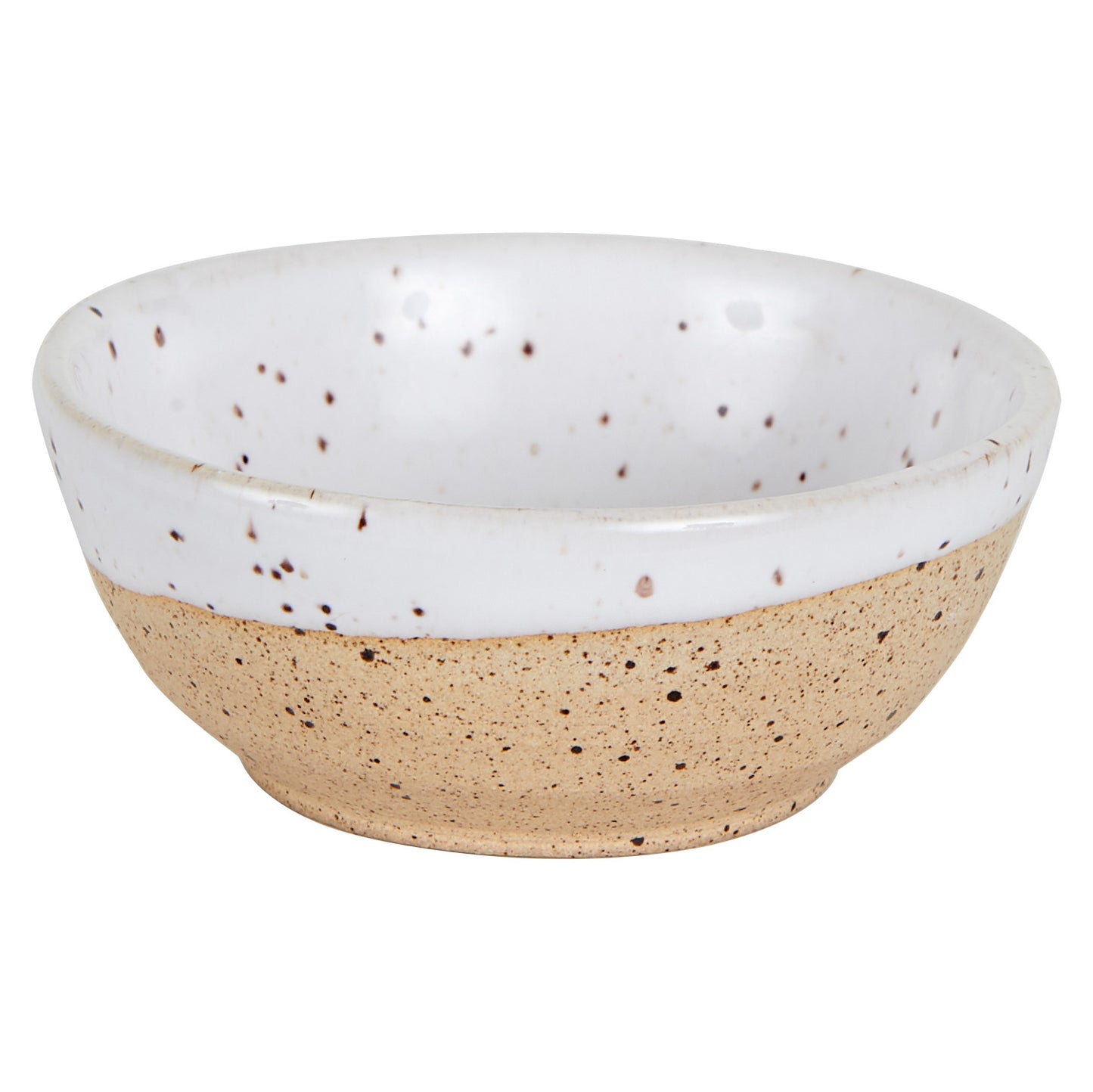 Sm White Bowl With Speckles and Beige Base