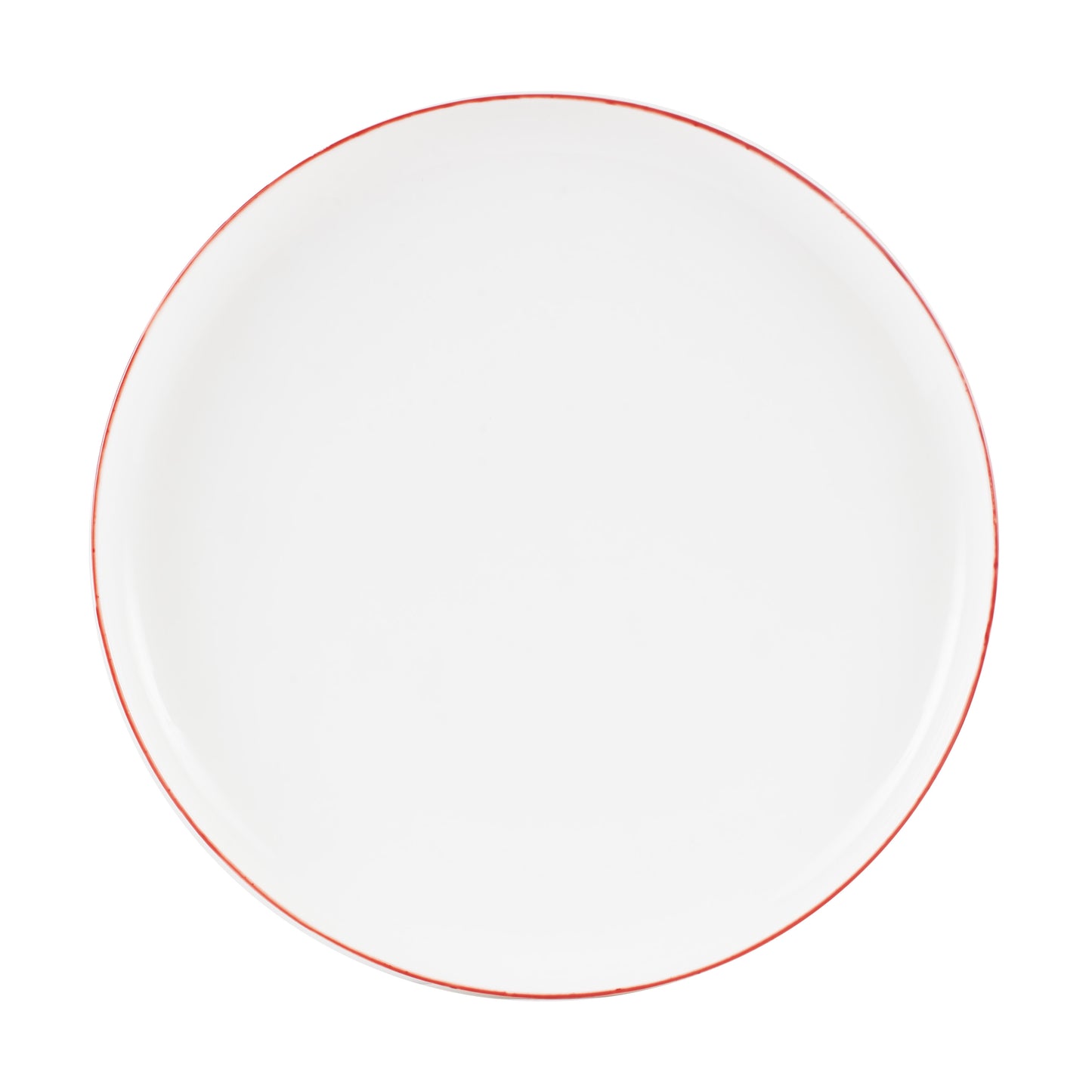 Lg White Plate With Red Rim