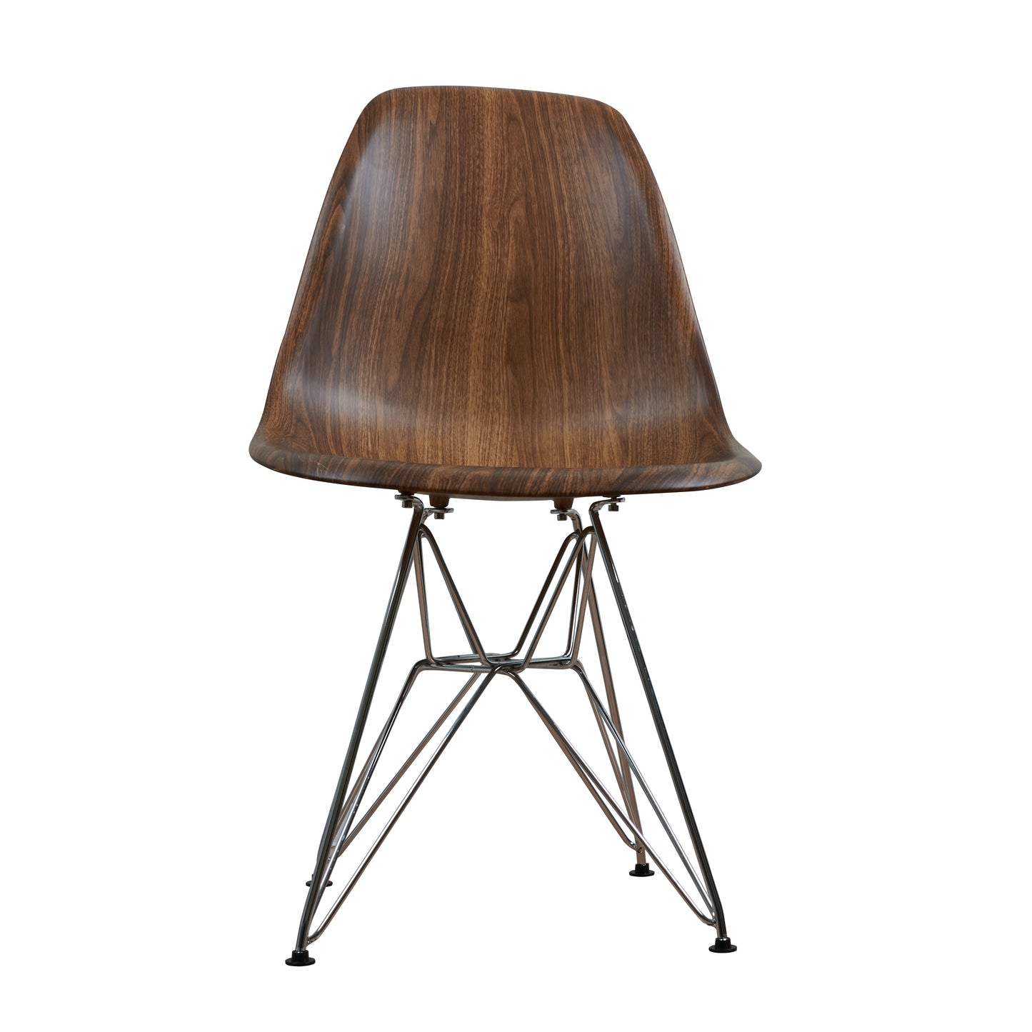 Plastic Faux Wood Chair With Metal Legs