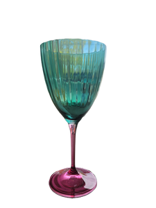 Wine Glass with Pink Base and Green Bowl
