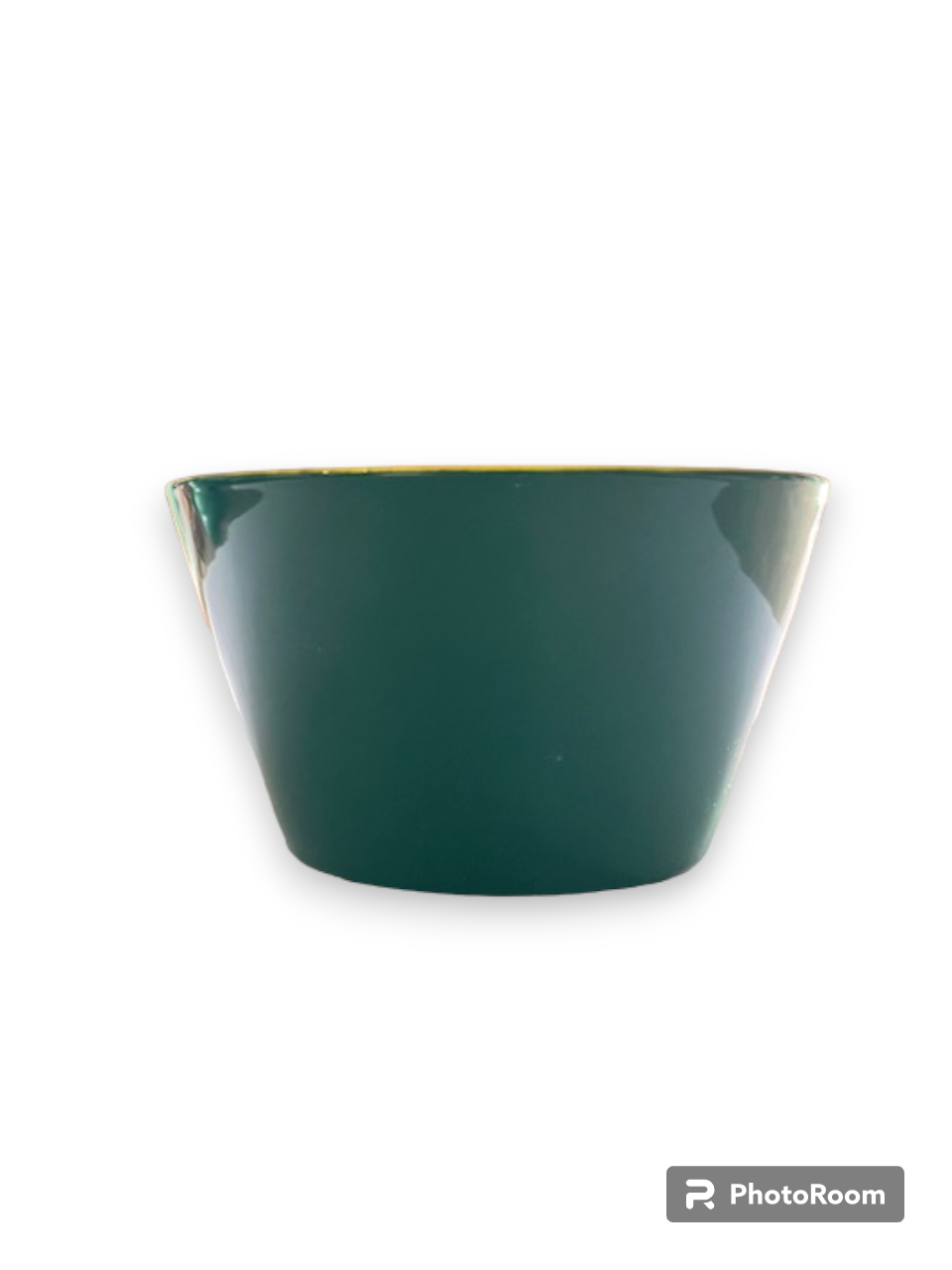 Yellow bowl with green exterior