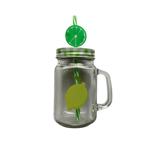 Lime Glass Drinking Jar