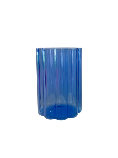 Navy Ribbed Drinking Glass