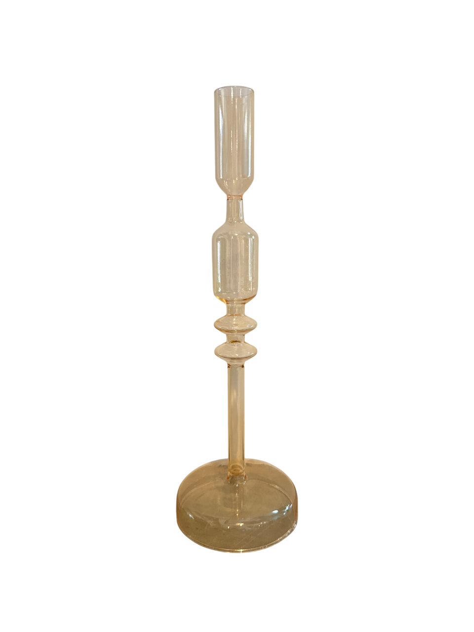 Yellow Toned Glass Candle Holder