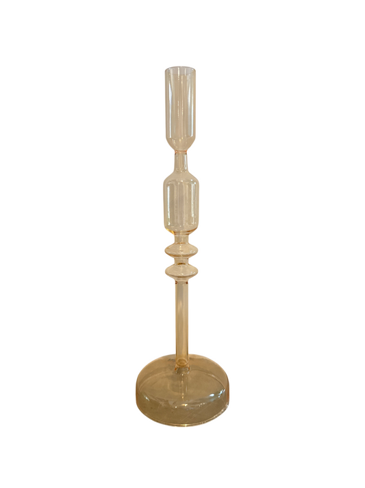 Yellow Toned Glass Candle Holder