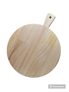 Lg Round Light Wood Cutting Board w/ Handle