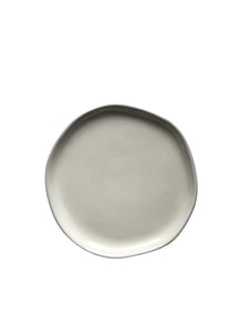 Medium Off white ceramic side plate with slight grey ri