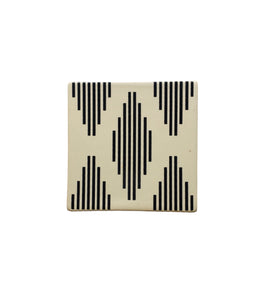 Off White Coaster with Black Lines