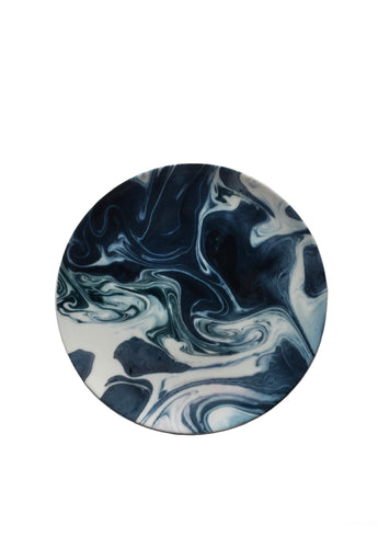 Medium white and blue swirl design ceramic lunch plate