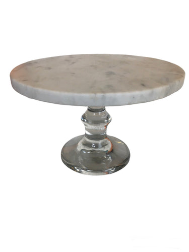Marble Cake Stand with Glass Base