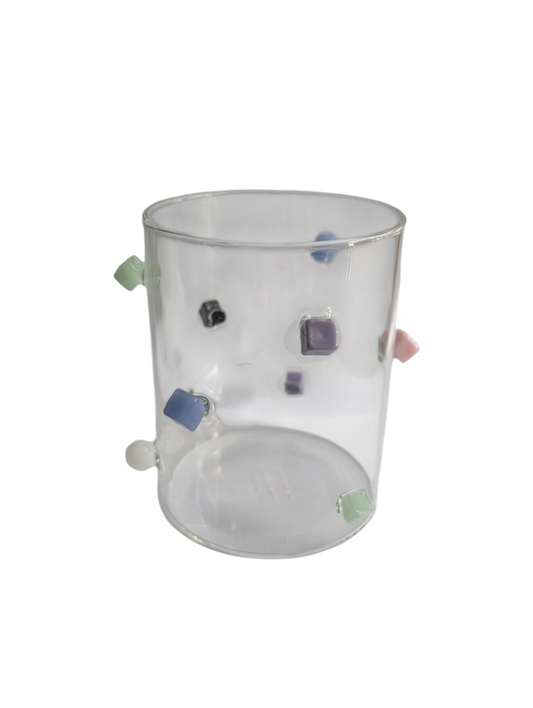Drinking Glass with Coloured Blocks