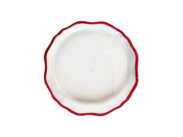 White Pinch Dish with Red Border