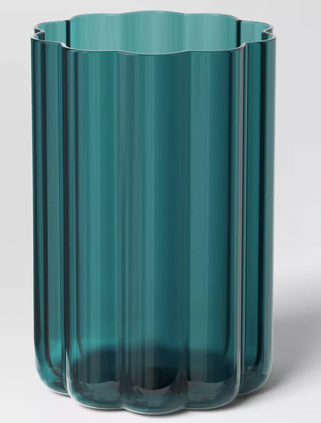 Green Ribbed Glass Cup