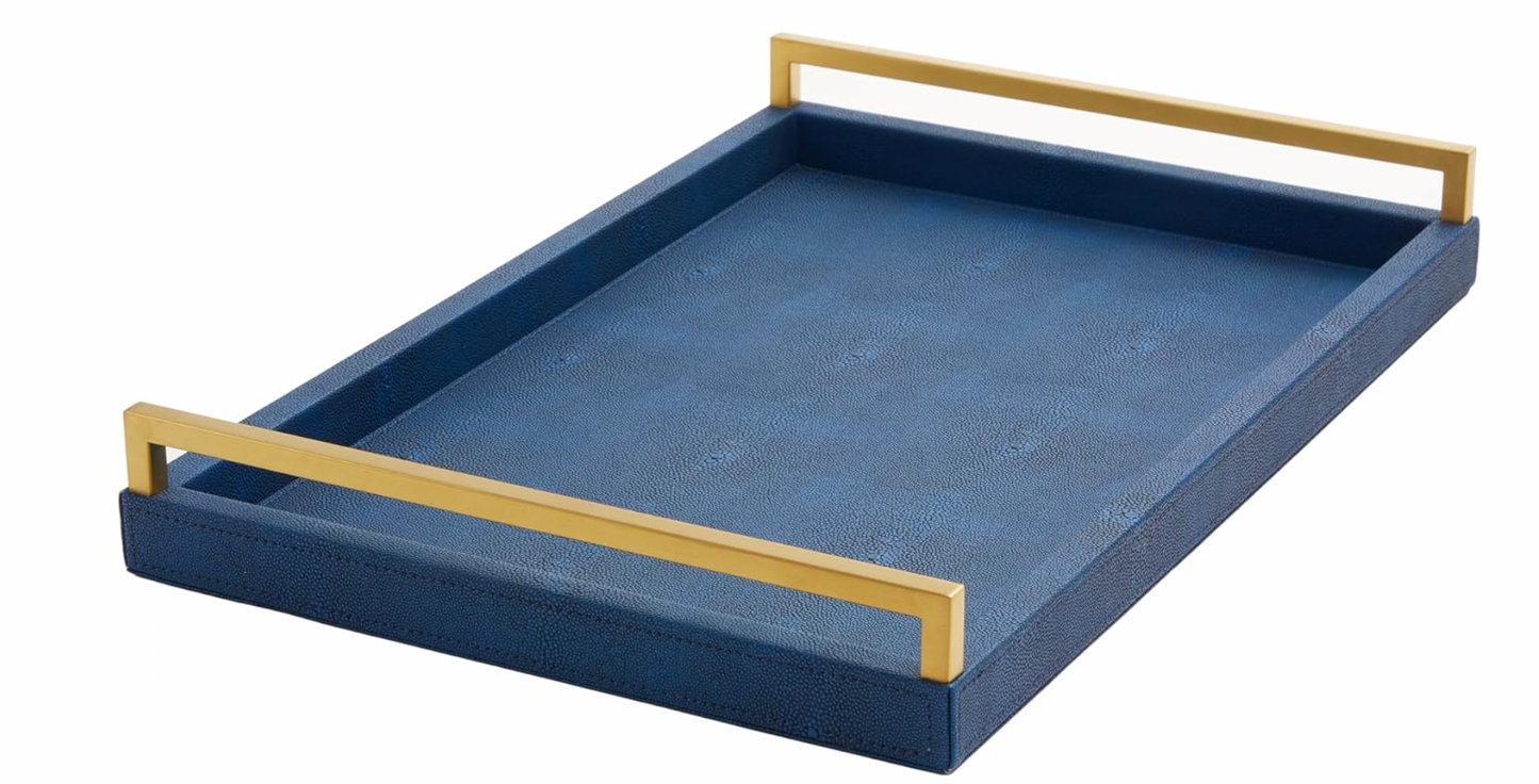 Blue Tray with Gold Handles