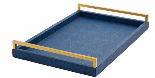 Blue Tray with Gold Handles