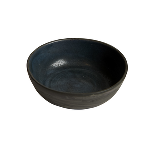 Sm Dark Grey Marbled Shallow Bowl