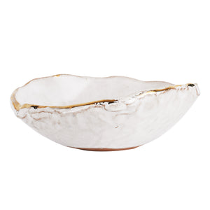 Md White Glossy Bowl With Gold Rim