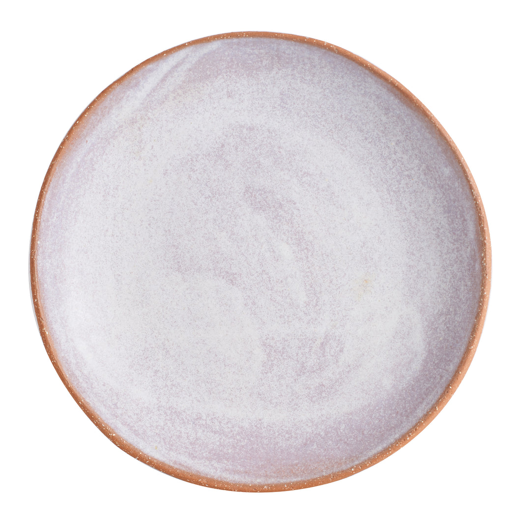 Md Pink And White Plate With Brown Speckled Bottom