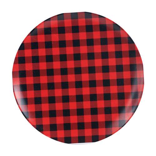 Lg Red And Black Plaid Patterned Plate