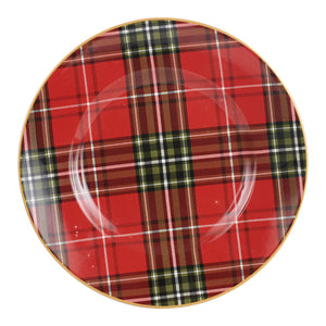 Lg Red And Black Plaid Patterned Plate