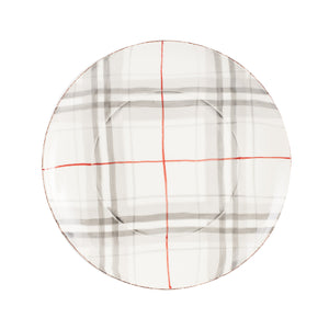 Lg White Plaid Patterned Plate