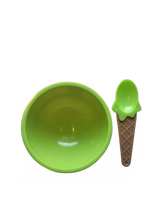 Green Plastic Ice Cream owl and Spoon