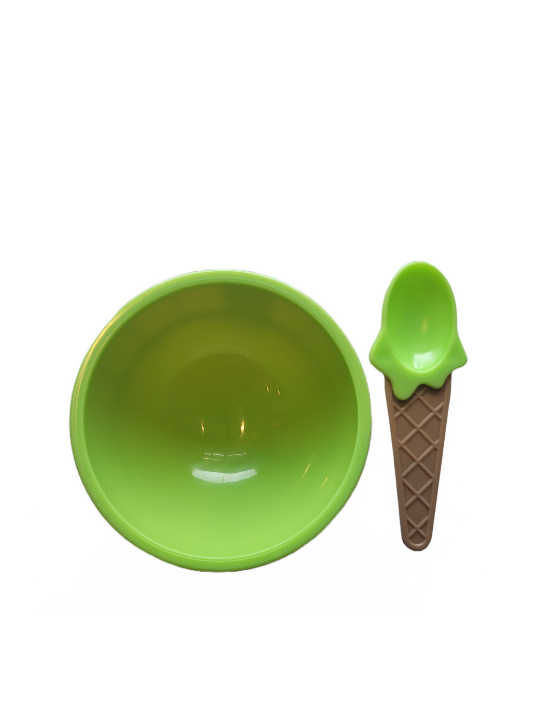Green Plastic Ice Cream owl and Spoon