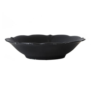 Md Shallow Black Bowl With Wavy Rim