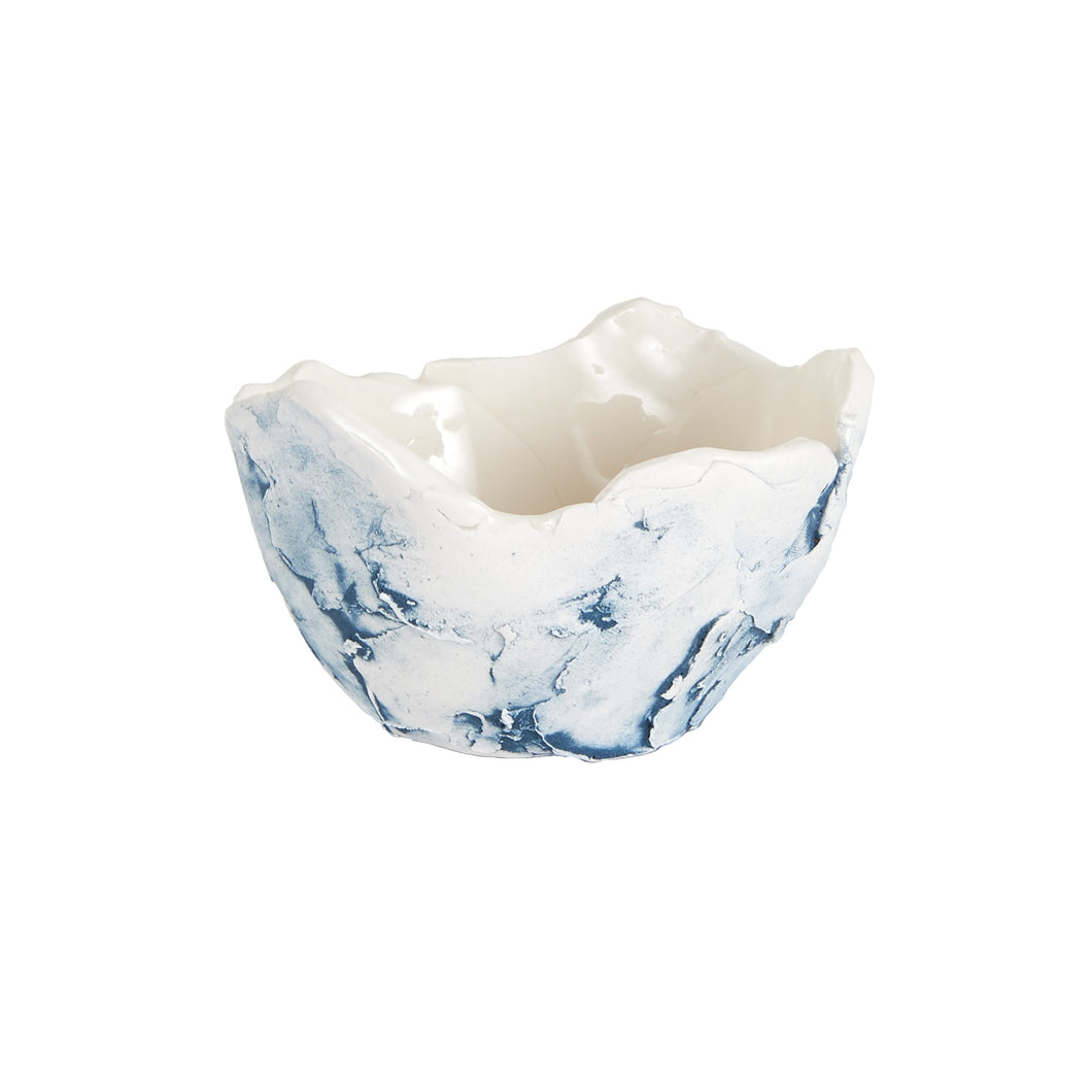 Sm Matte Blue And White Bowl With Rough Texture