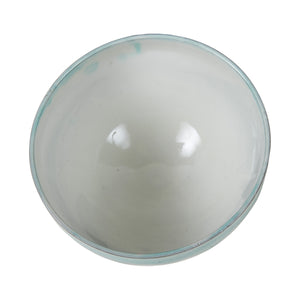 Lg Light Blue Bowl With White Inside And Brown Base