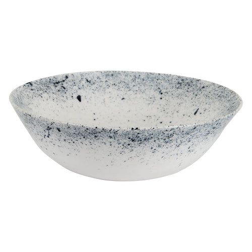 Md White Bowl With Dark Blue Speckles