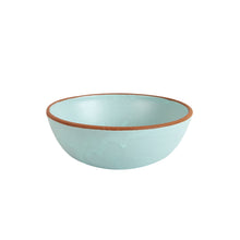 Sm Light Blue Bowl With Brown Rim