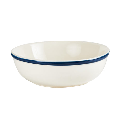 Md White Bowl With Dark Blue Rim