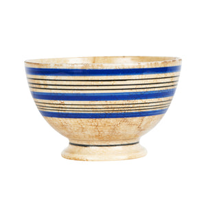 Sm Cream Bowl With Blue And Black Stripes