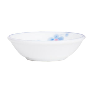 Sm Asian Inspired Shallow White Dish With Blue Accents